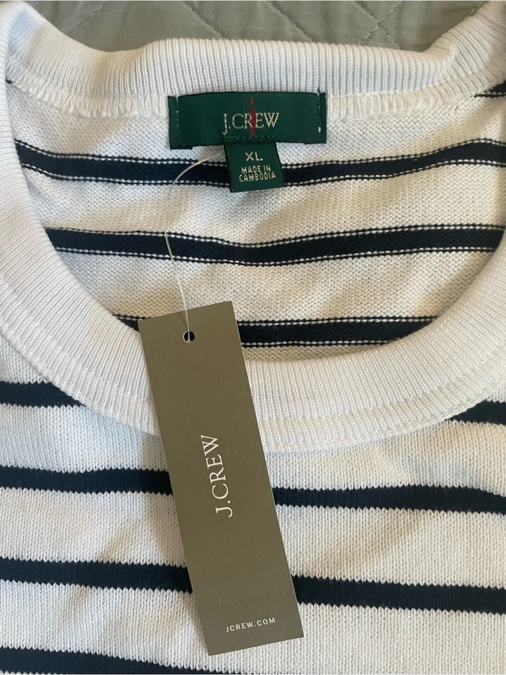 J. Crew Long-sleeve Crewneck in Striped Maritime Jersey Size XL NWT $98 CR195